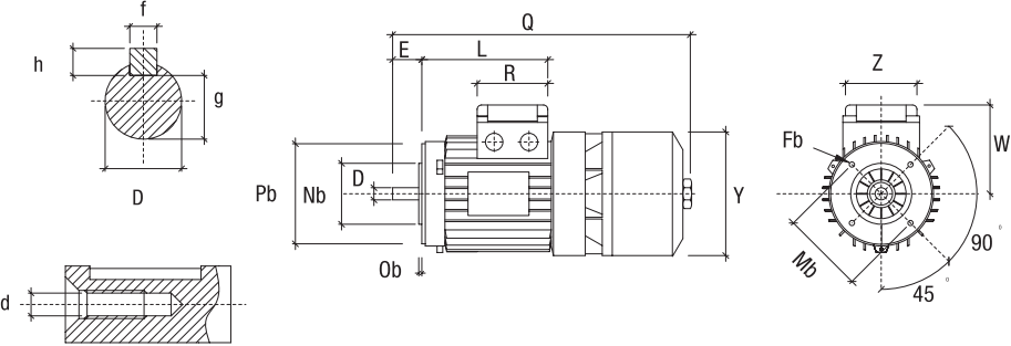 Характеристики электродвигателя MGM BA 132 SB6 3 кВт в исполнении B14