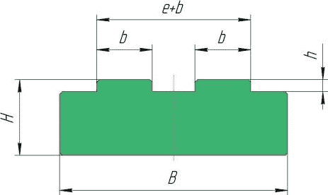 Габаритные размеры платиковой направляющей для двухрядной роликовой цепи 08B-2