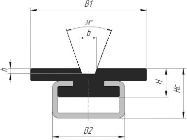 Габаритные размеры направляющей для установки с профилем жесткости C4 для самоцунтрирующегося ремня шириной 50 мм типа Tk10