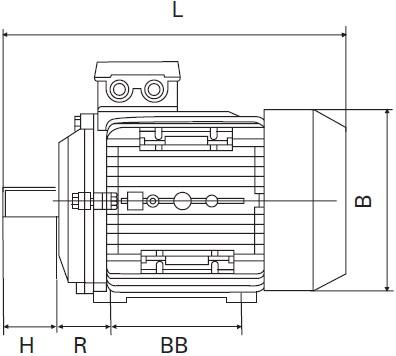 Габаритные размеры двигателя CHT 90 S4 B3 1.1 кВт