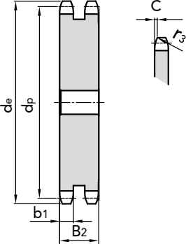 Чертеж с габаритными размерами 10B-2 Z=48 с привариваемой ступицей