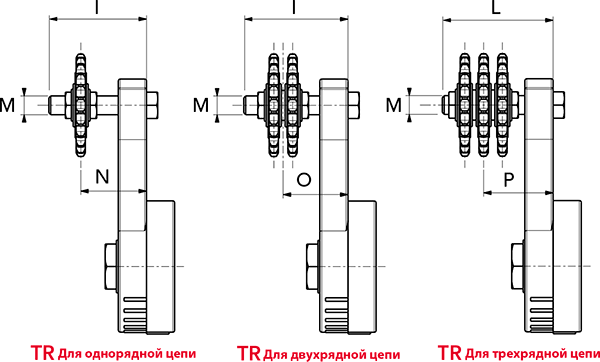 Габаритные Размеры натяжителя цепи типа TR