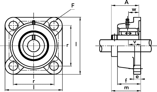 Технические характеристики подшипникового узла UCF 207