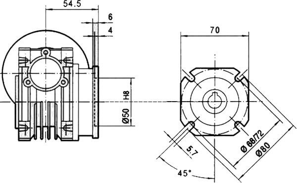 Боковое крепление редктора CHME-30 i=10 56 типоразмер мотора
